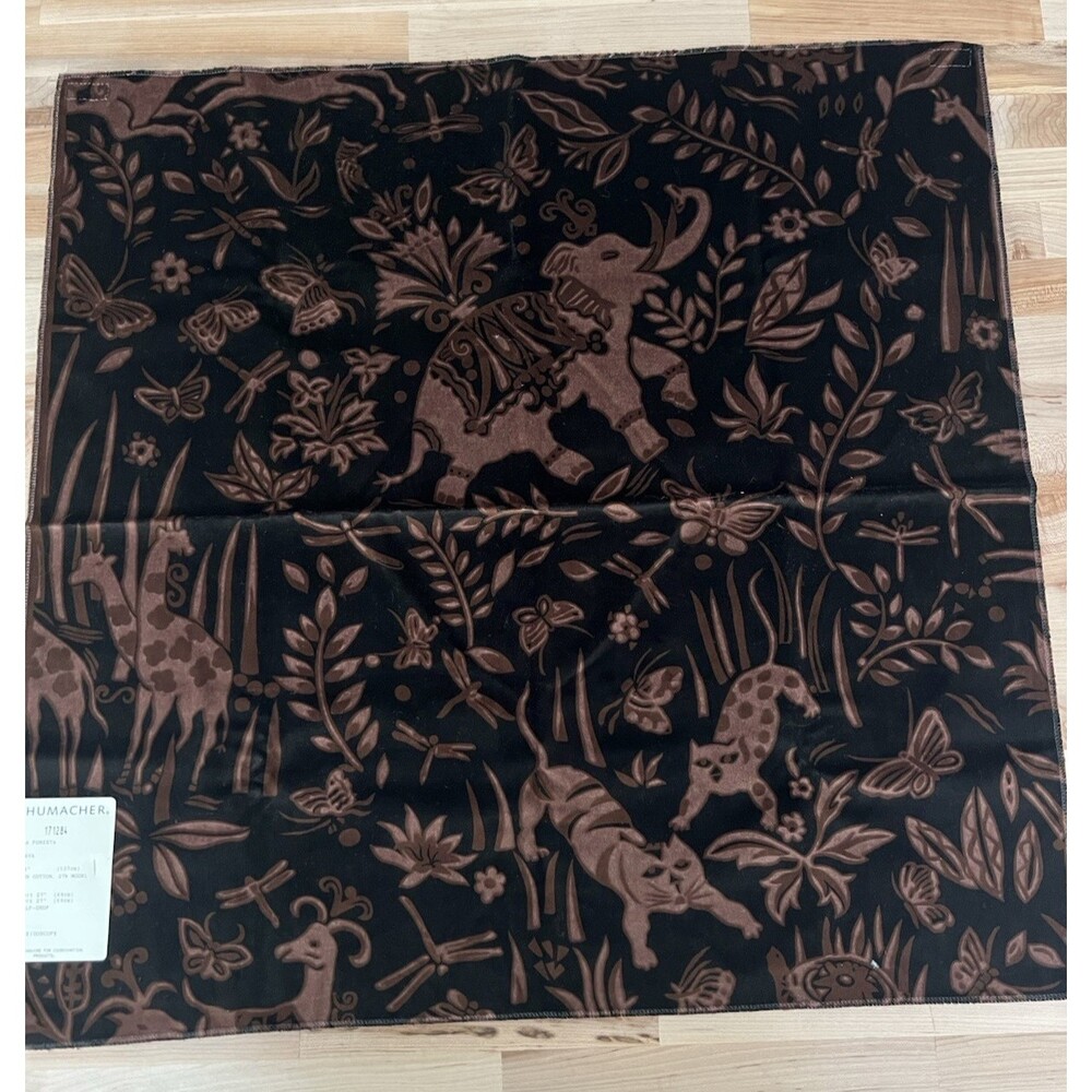 Schumacher Fabric Sample 26" x 26" Cotton Blend Velvet Brown Black "La Foresta"